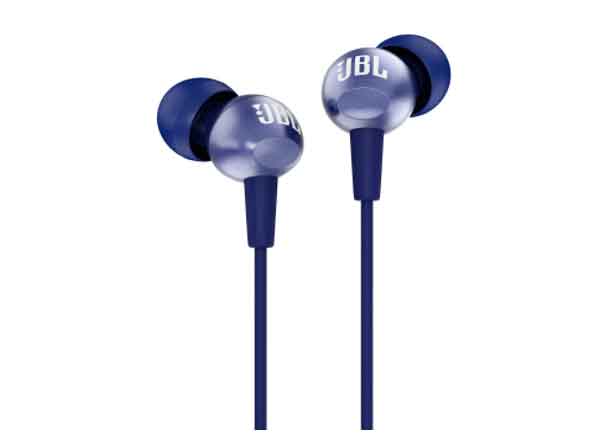 blue wired jbl in-ear headphones 